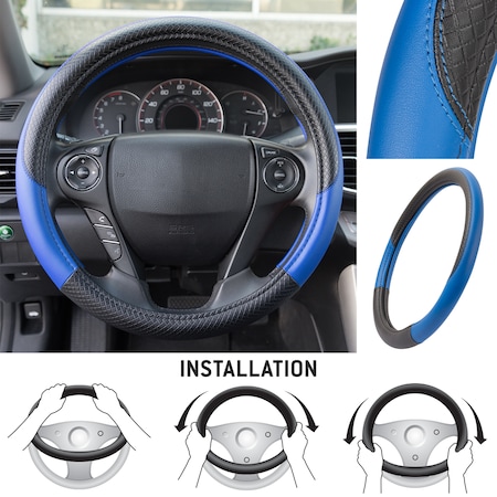 Motor Trend Diamond Two Tone Steering Wheel Cover/Blue SW-807-BL